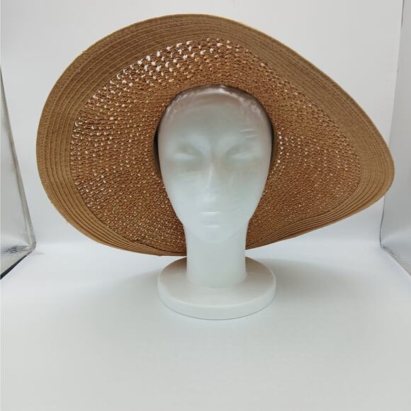 NWT J. CREW One Size Packable Wide Brim Dusty Dune Textured Summer Straw Hat Tan - Picture 4 of 10